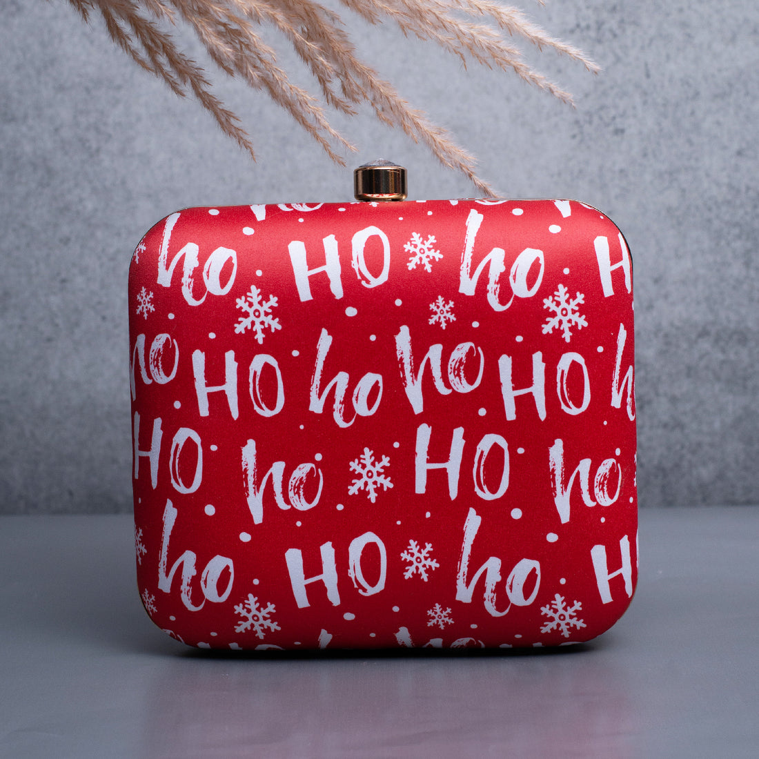 Artklim Red Based Christmas hohoho Printed Clutch