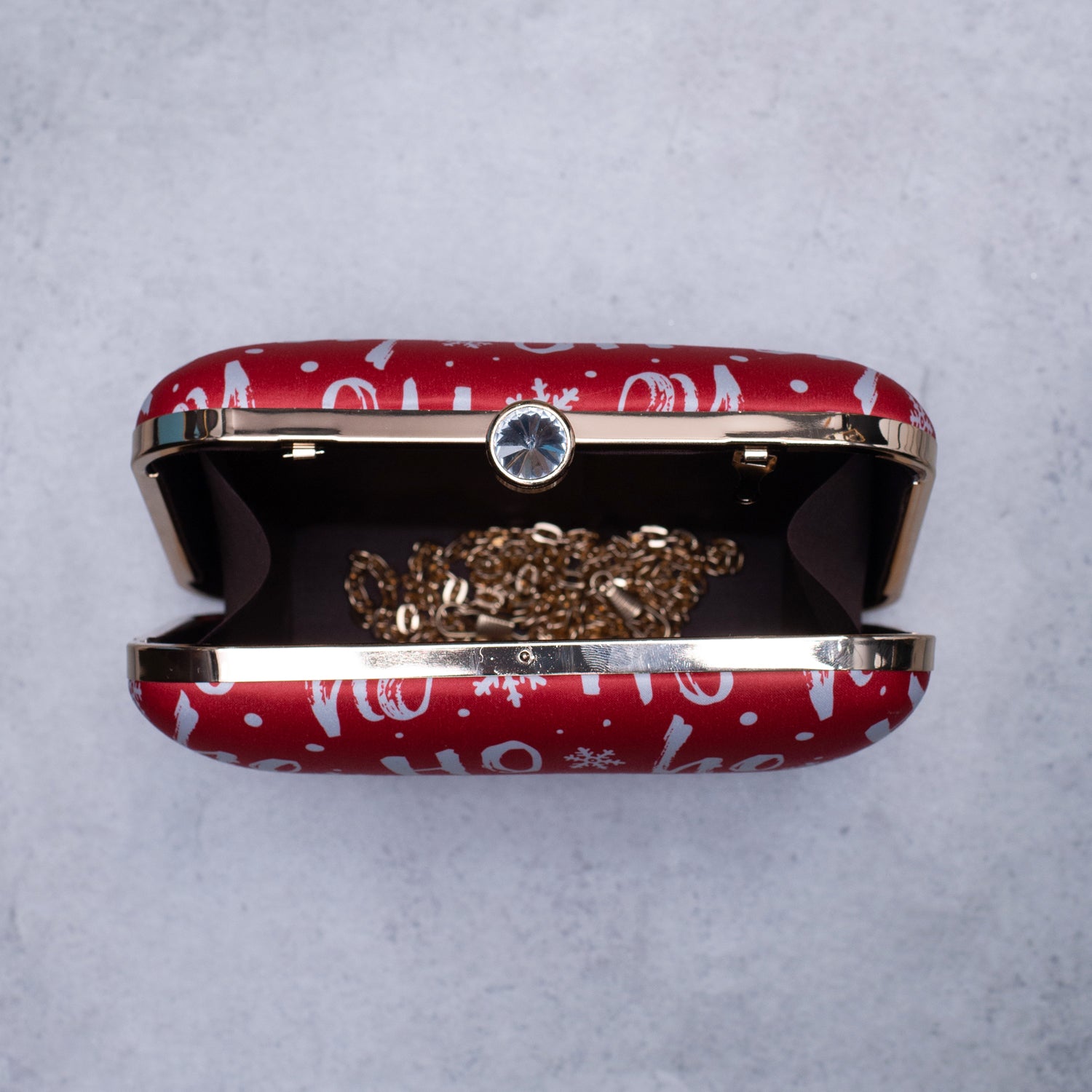 Artklim Red Based Christmas hohoho Printed Clutch
