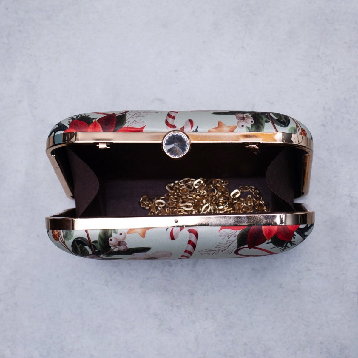 Artklim White Based Christmas Bells Printed Clutch