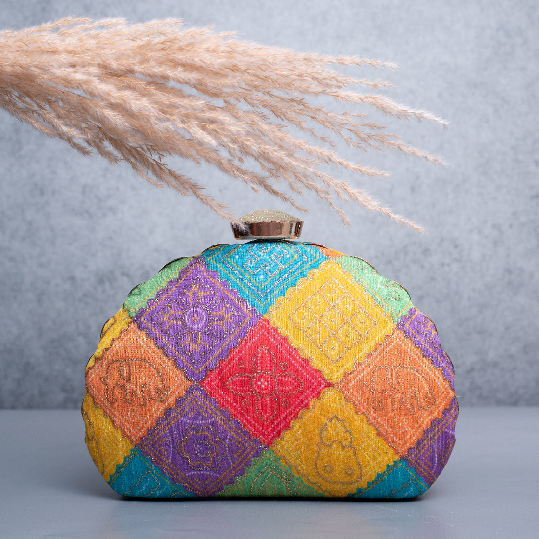 Artklim Multicolored Pattern Printed Clutch