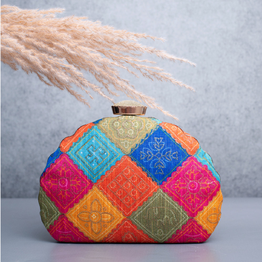 Artklim Multicolored Pattern Printed Clutch