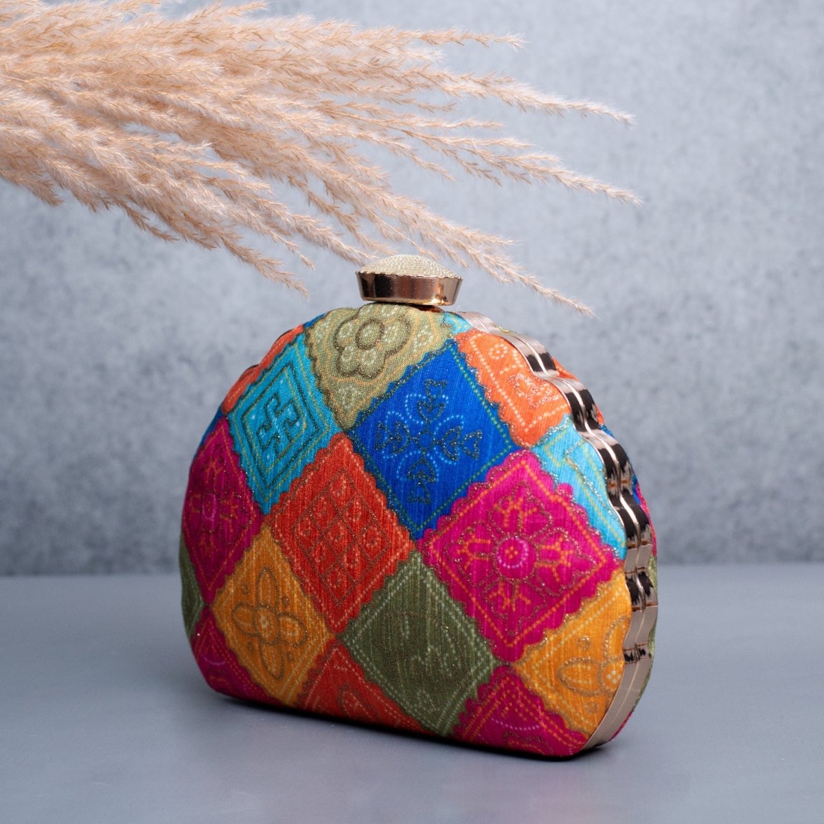 Artklim Multicolored Pattern Printed Clutch