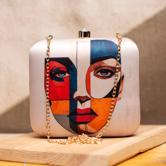 Abstract Art Portrait Printed Clutch