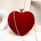 Maroon Velvet Fabric Heart Shape Clutch
