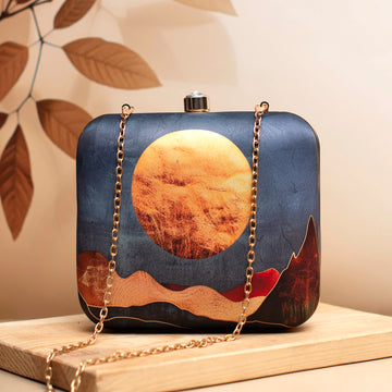 Sunset In Desert Printed Clutch