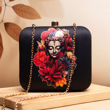 Floral Buddha Printed Clutch