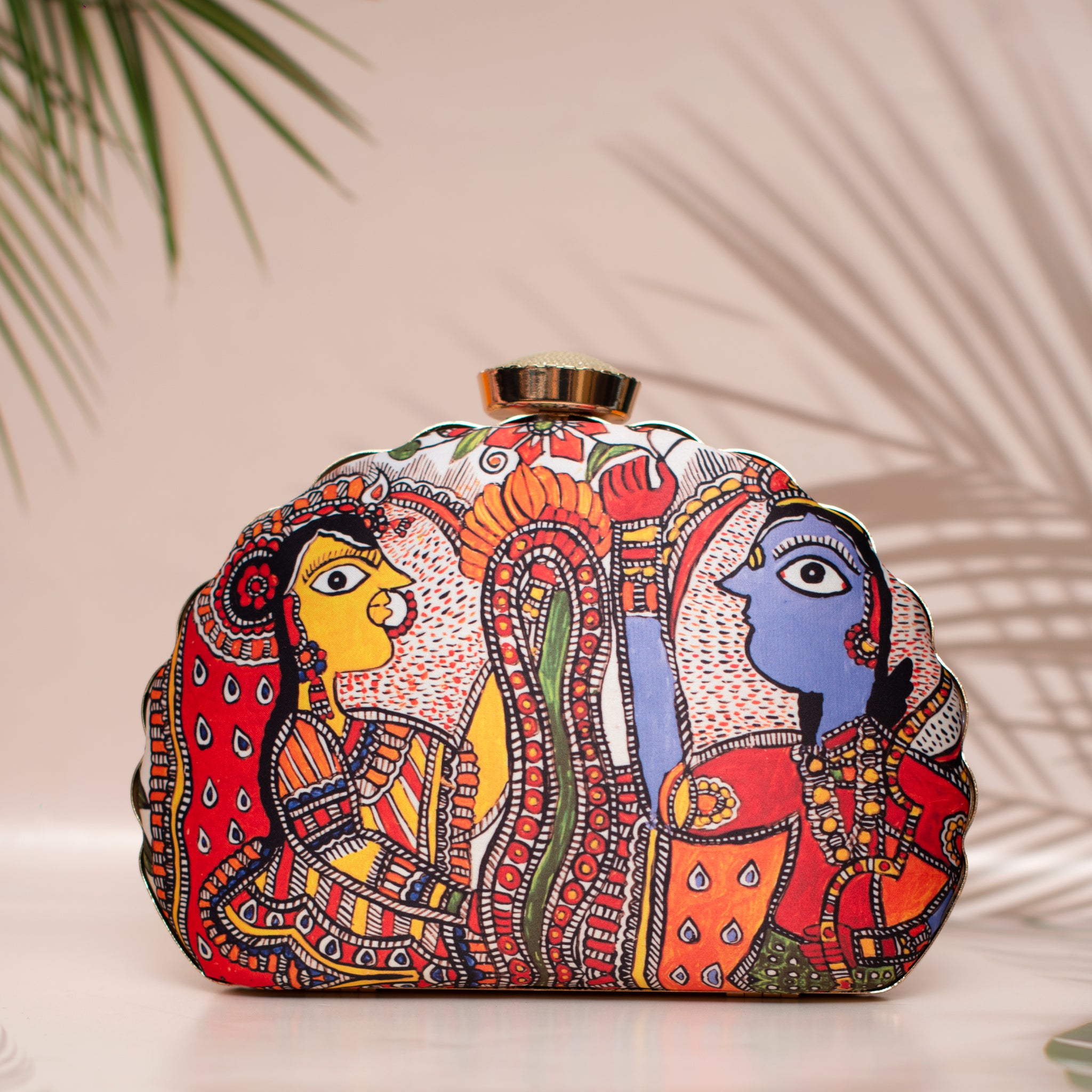 Artklim Madhubani Printed D-shape Clutch