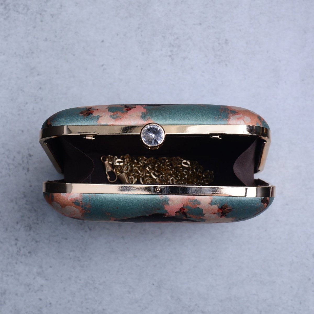 Artklim Marine Green Based Floral Girl Portrait Printed Clutch