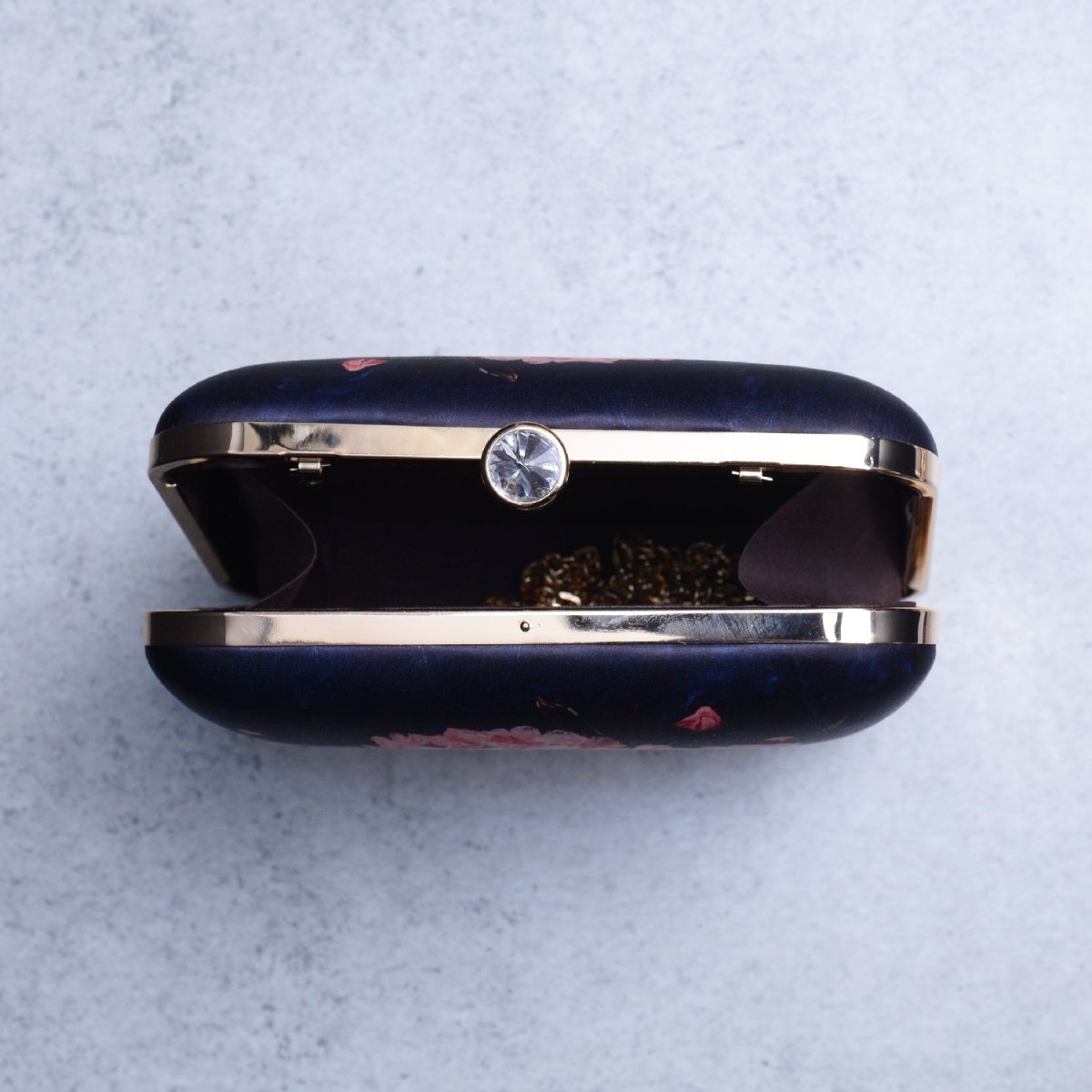 Artklim Black Based Floral Girl Portrait Printed Clutch