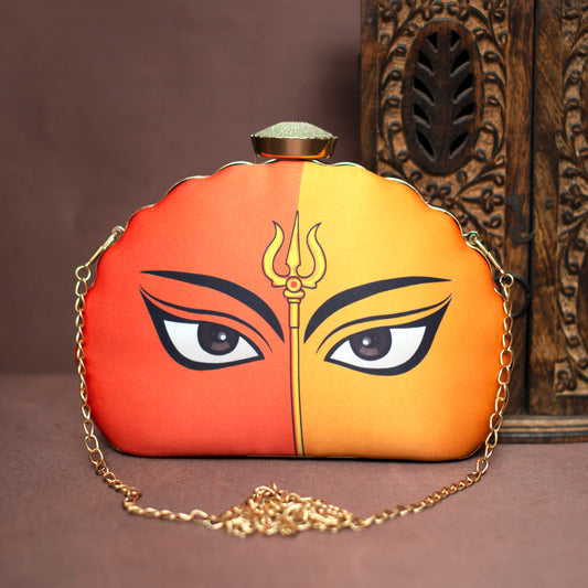 Artklim Multicolor  Durga Printed D-Shape Clutch