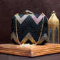 Black Zigzag Embroidery Fabric Clutch