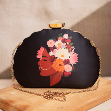 Artklim Black Girl And Flower Printed Clutch