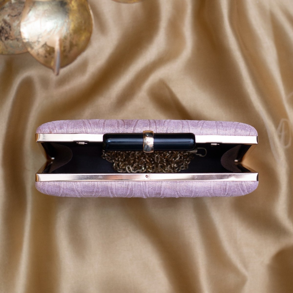 Artklim Pastel Pink Crushed Satin Fabric Clutch