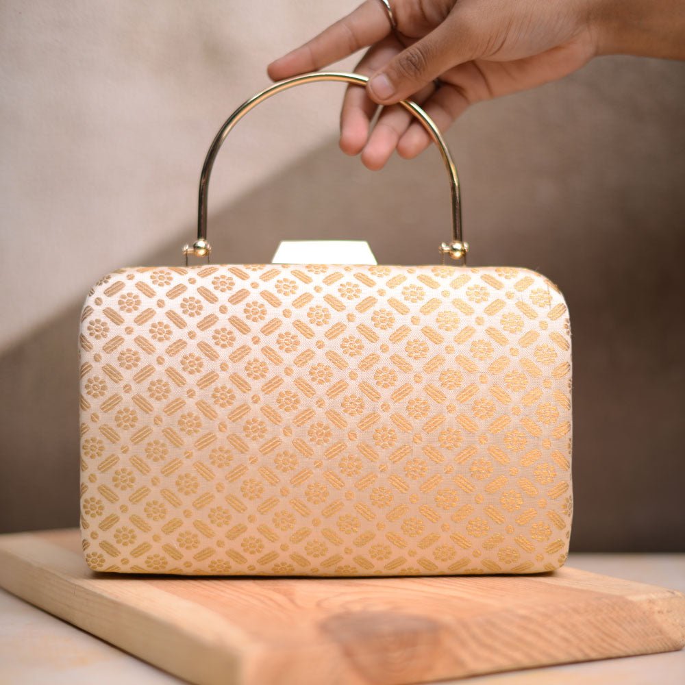 Artklim Golden Silk Brocade Party Clutch