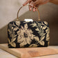 Artklim Black and Golden Floral Printed Party Clutch