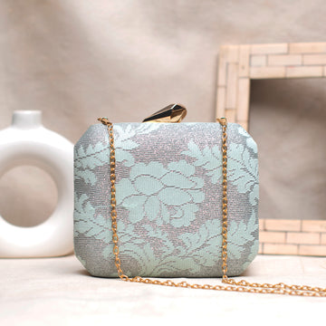 Pastel Green Floral Pattern Clutch