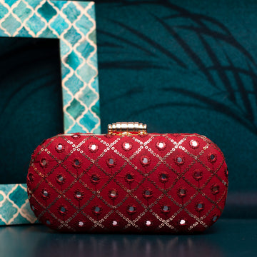 Red Sequins Checks Capsule Clutch