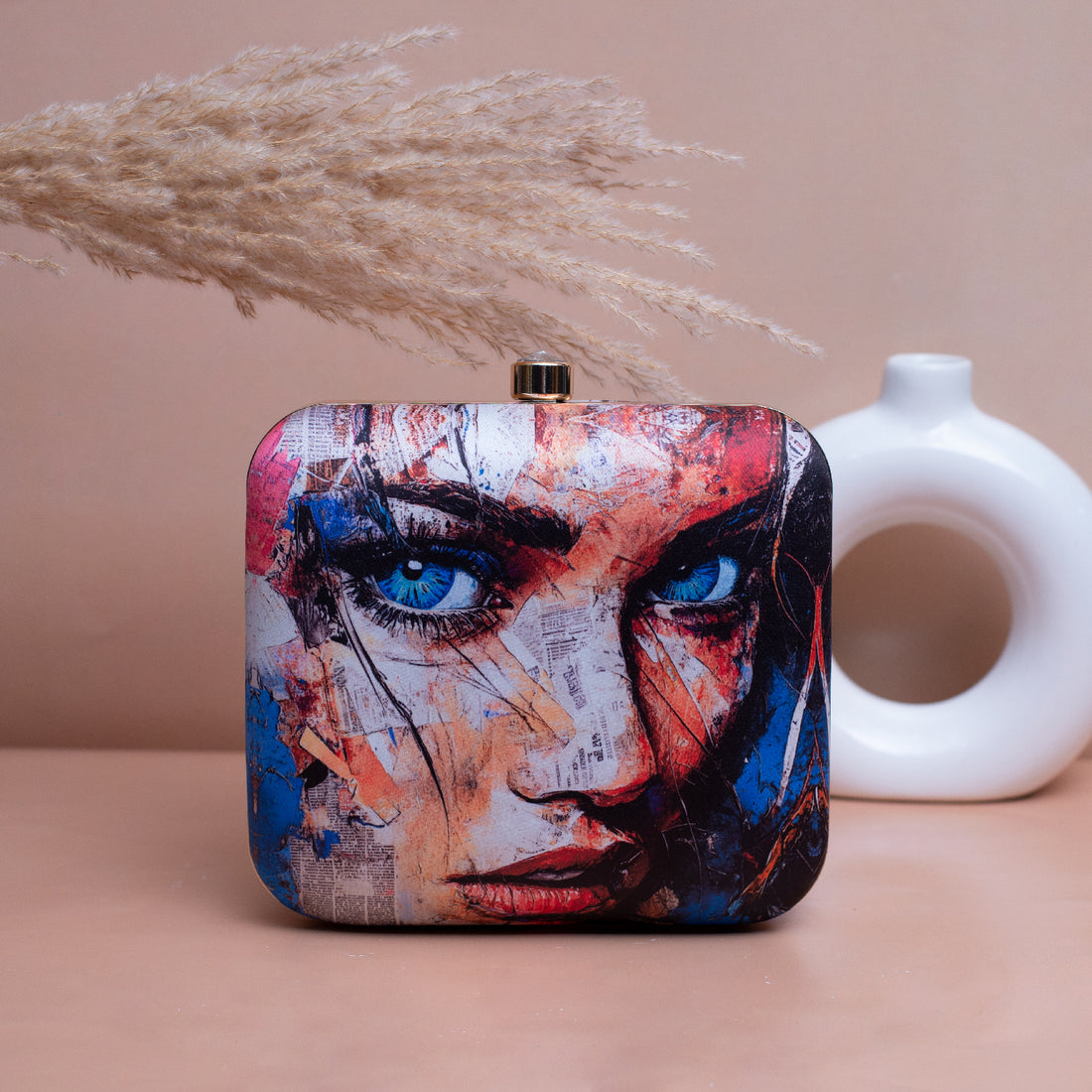 Artklim Blue Eyes Women Portrait Printed Clutch