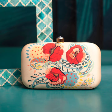 Artklim Red Floral Printed Clutch