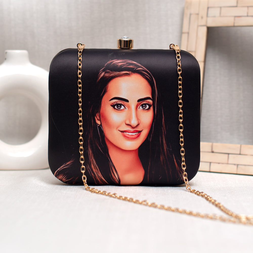 Black Portrait Caricature Personalised Clutch