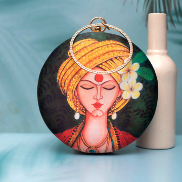 Indian Women Printed Round Clutch