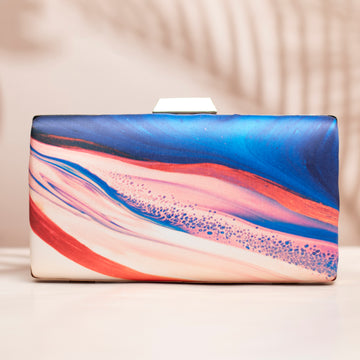 Artklim Blue And Pink Printed Clutch