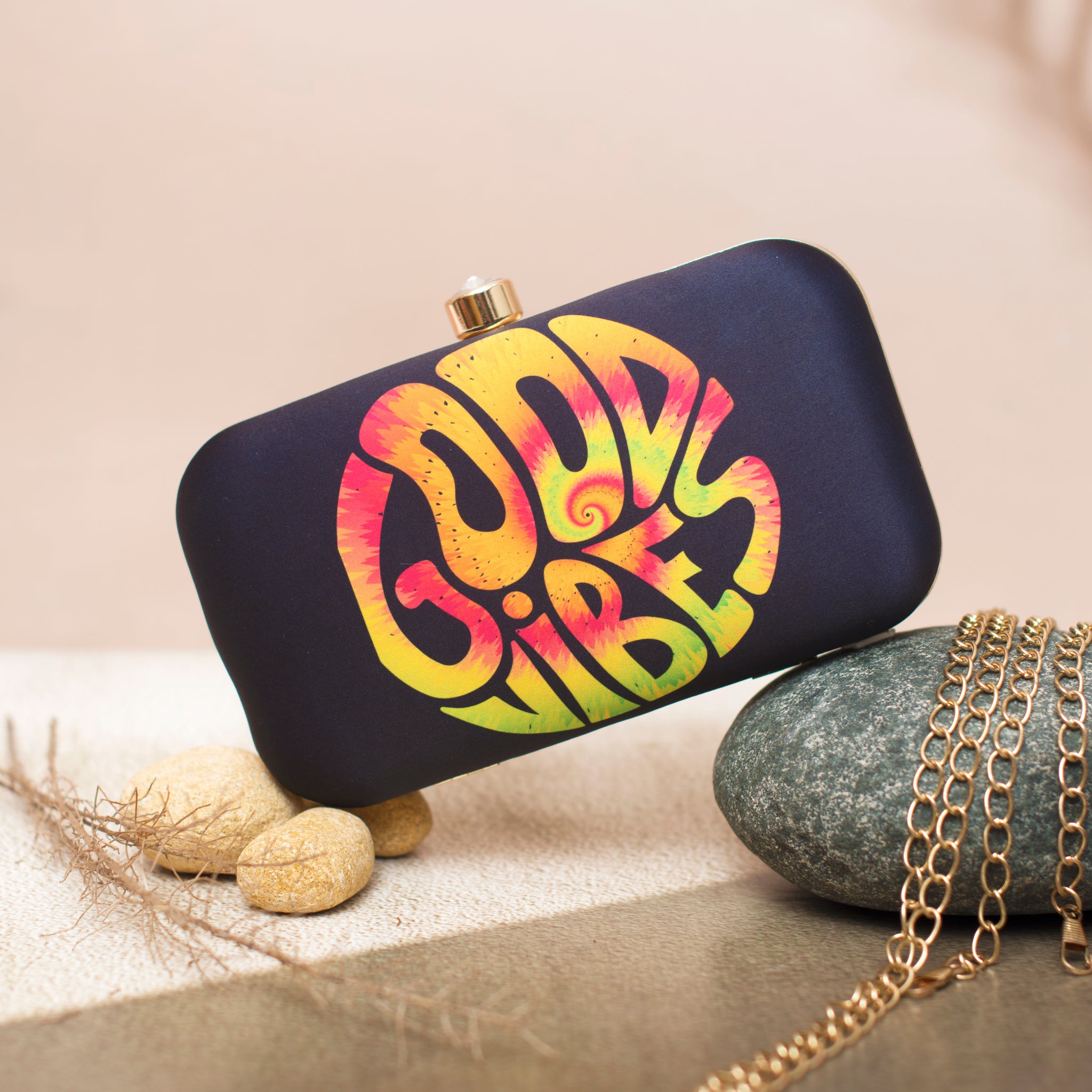 Good Vibes Printed Clutch