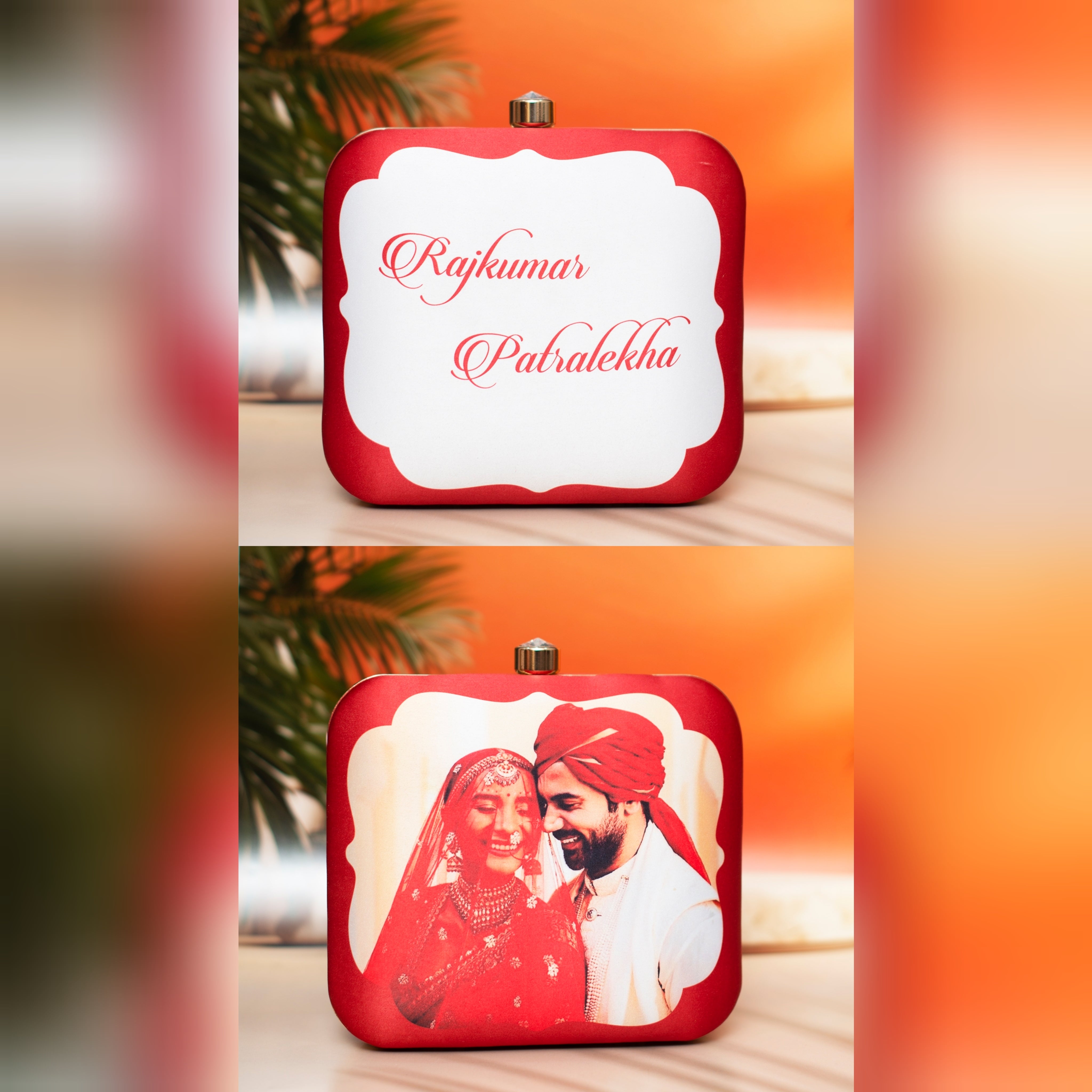 Artklim Red Based Portrait Customized Clutch