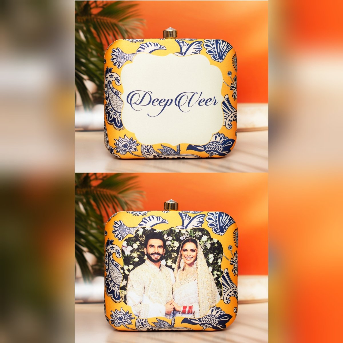 Artklim Yellow Based Bird Printed Customized Clutch