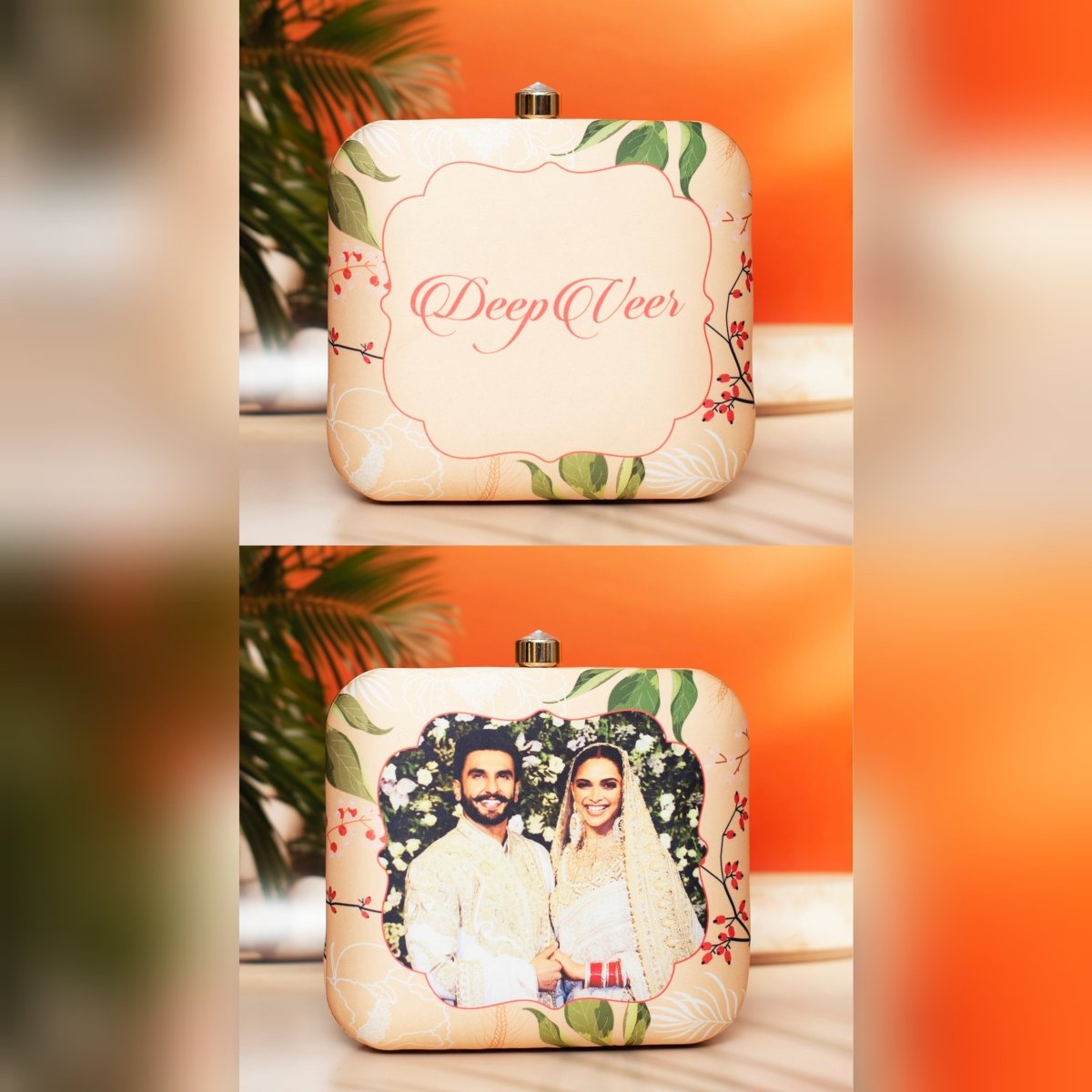 Artklim Beige Based Printed Customized Clutch