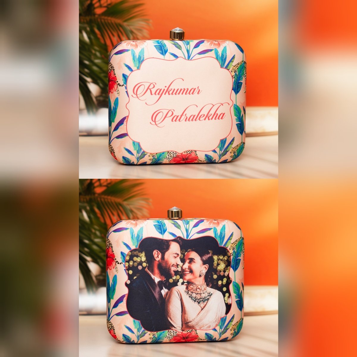 Floral and Leopard Printed Customized Clutch