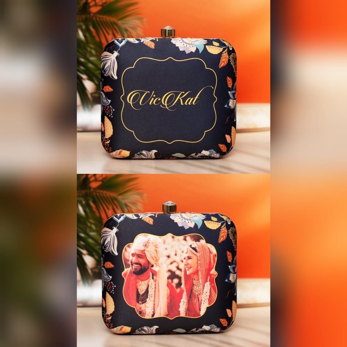 Artklim Black Based Printed Customized clutch