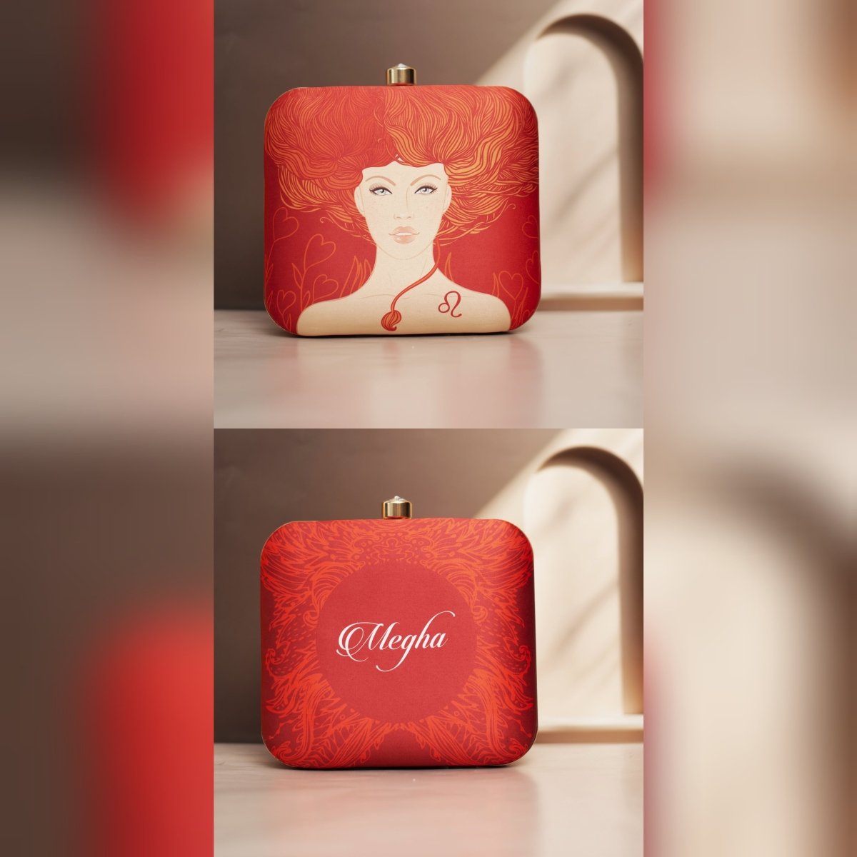 Leo Sun Sign Orange Customized Clutch