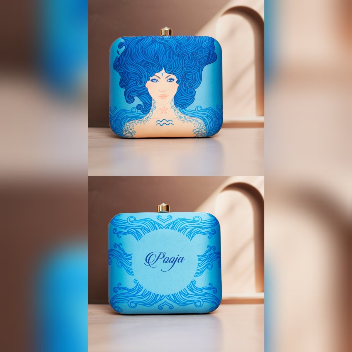 Aquarius Sun Sign Customized Clutch