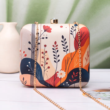 Artklim Abstract Floral Modern Printed Clutch