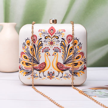 Artklim Royal Twin Peacocks Pattern Portrait Clutch