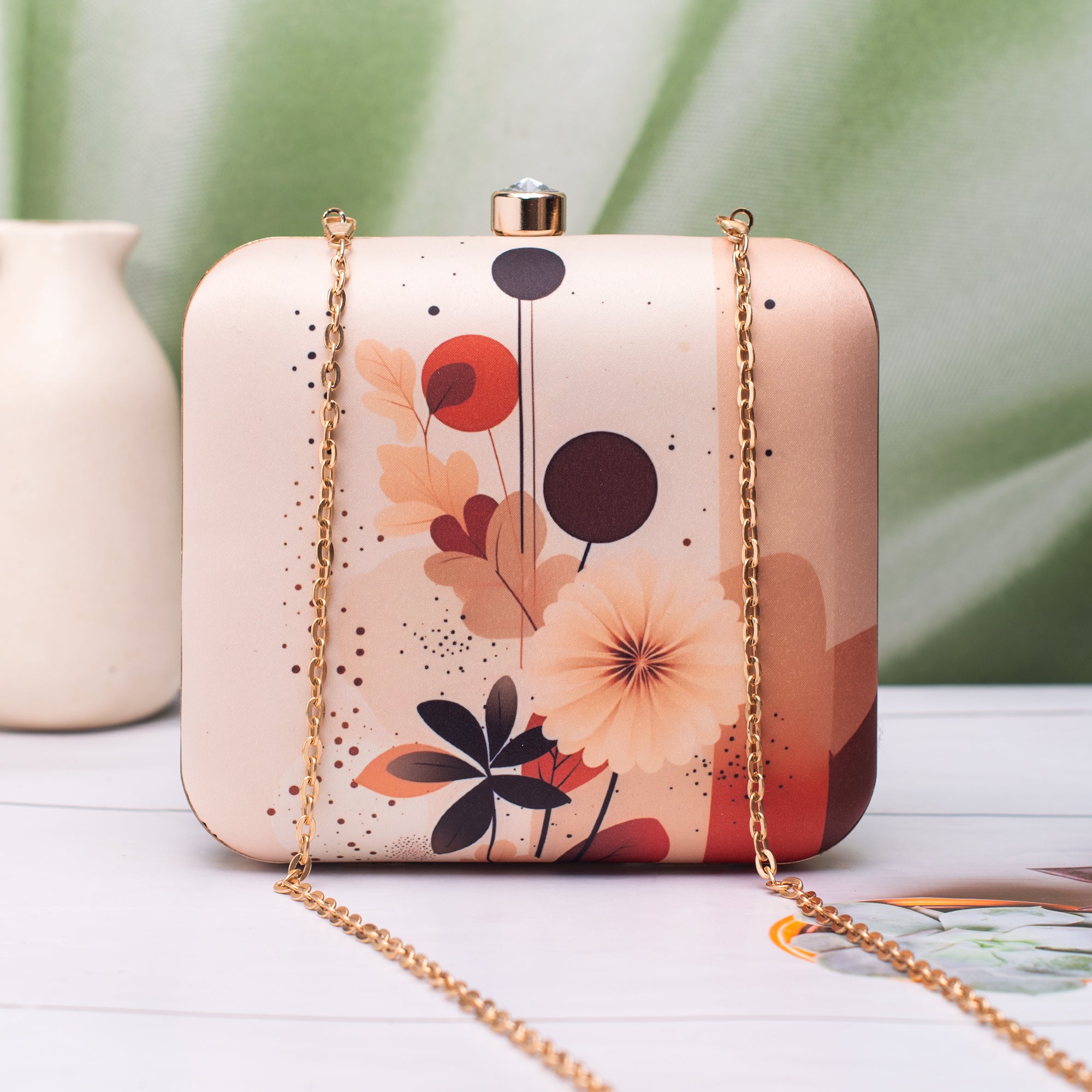 Artklim Minimal Floral Abstract Printed Clutch