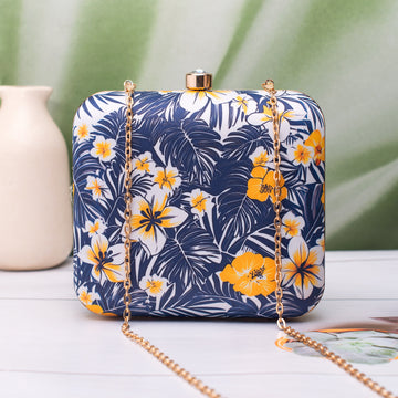 Artklim Blue Tropical Floral Portrait Clutch