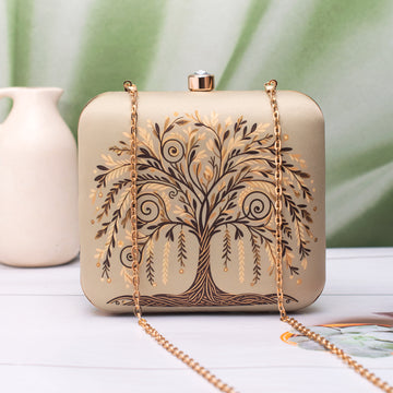 Artklim Golden Tree pattern Printed Clutch