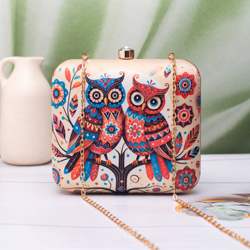 Artklim Twin Owls Printed Clutch