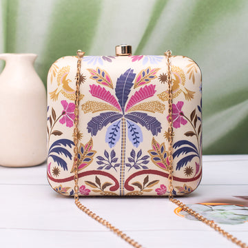 Artklim Floral Majesty Box Printed Clutch
