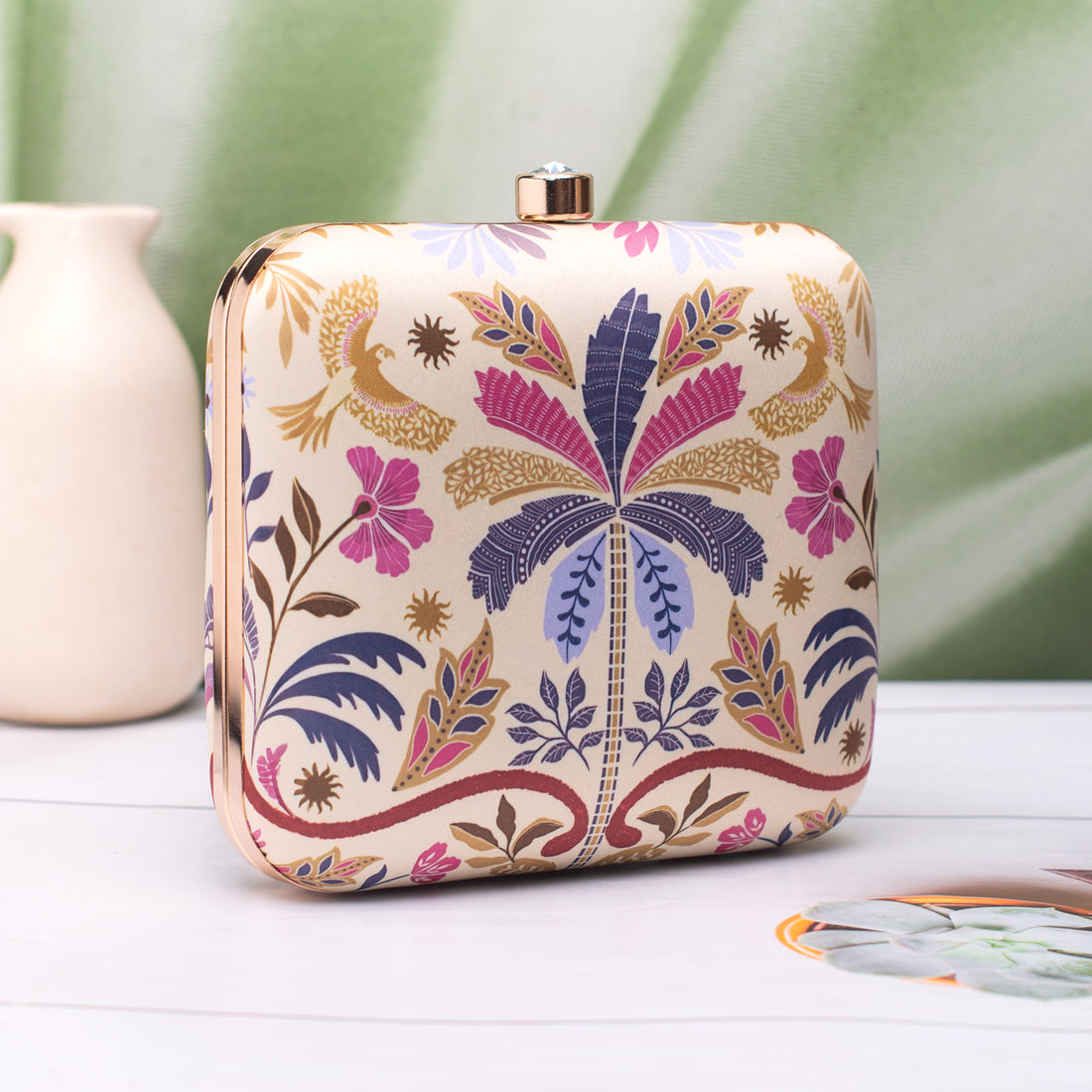 Artklim Floral Majesty Box Printed Clutch