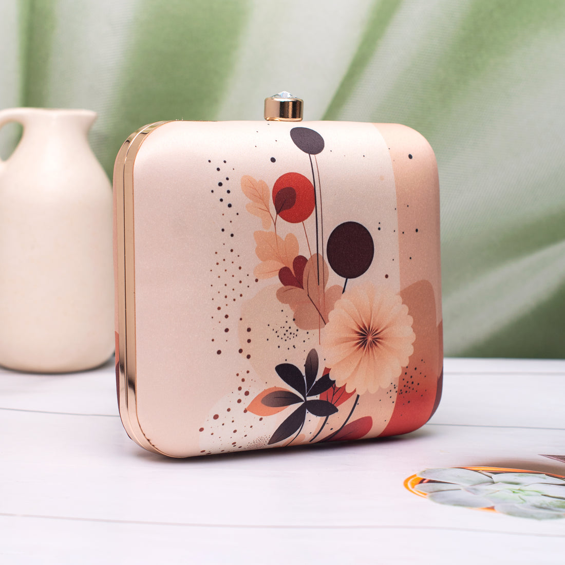 Artklim Minimal Floral Abstract Printed Clutch