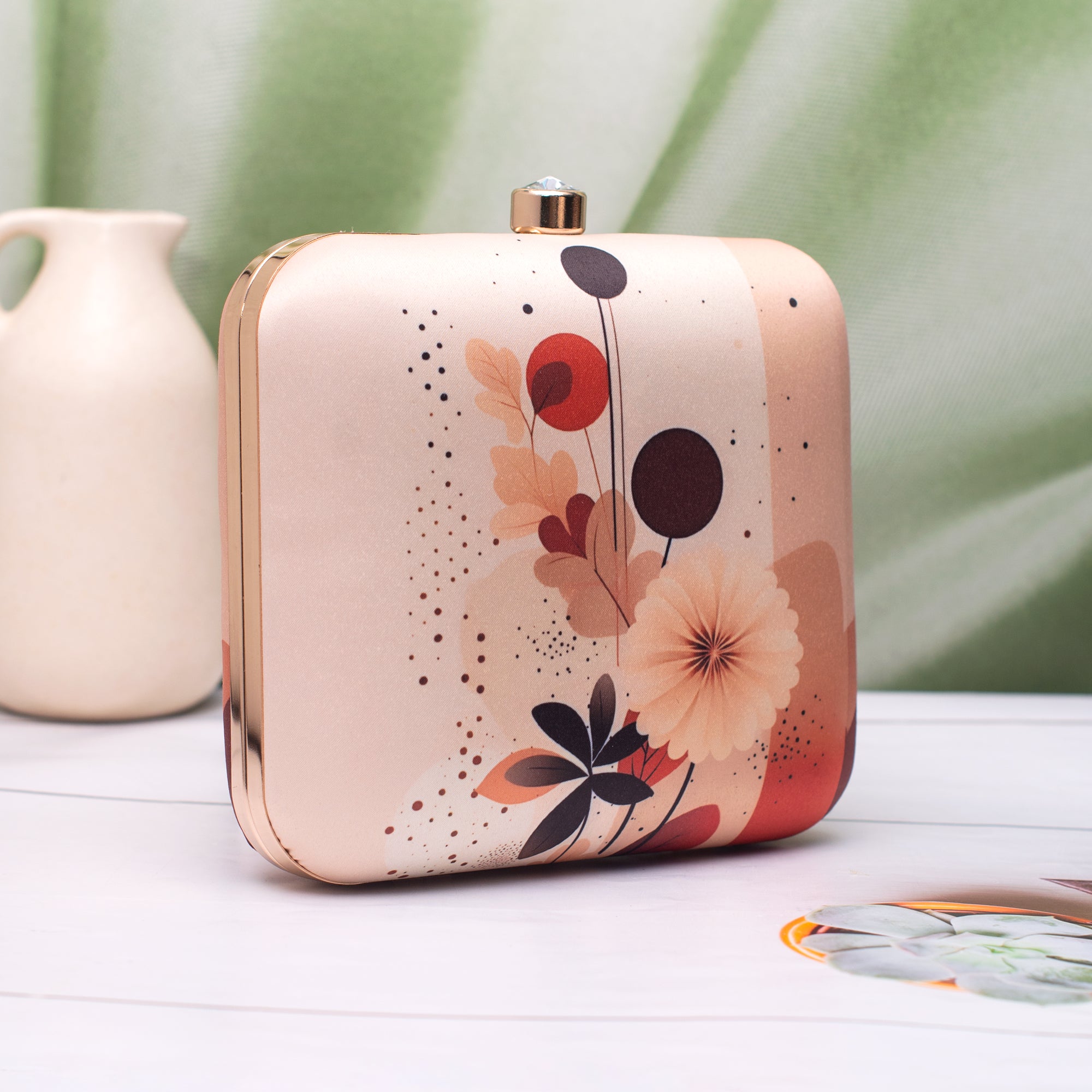 Artklim Minimal Floral Abstract Printed Clutch