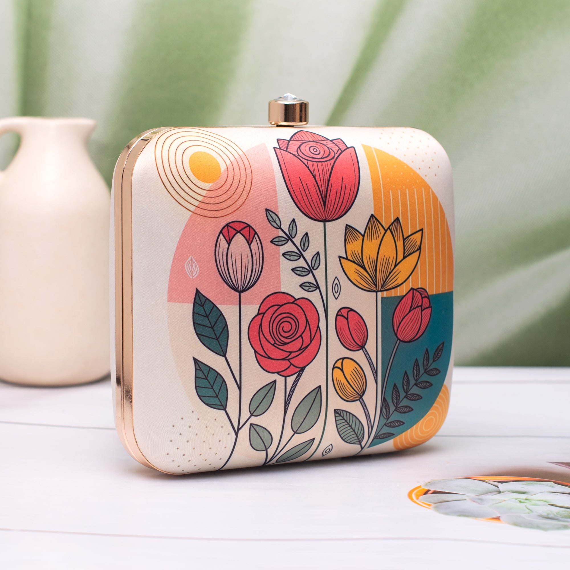 Artklim Royal Patterned Floral Printed Clutch