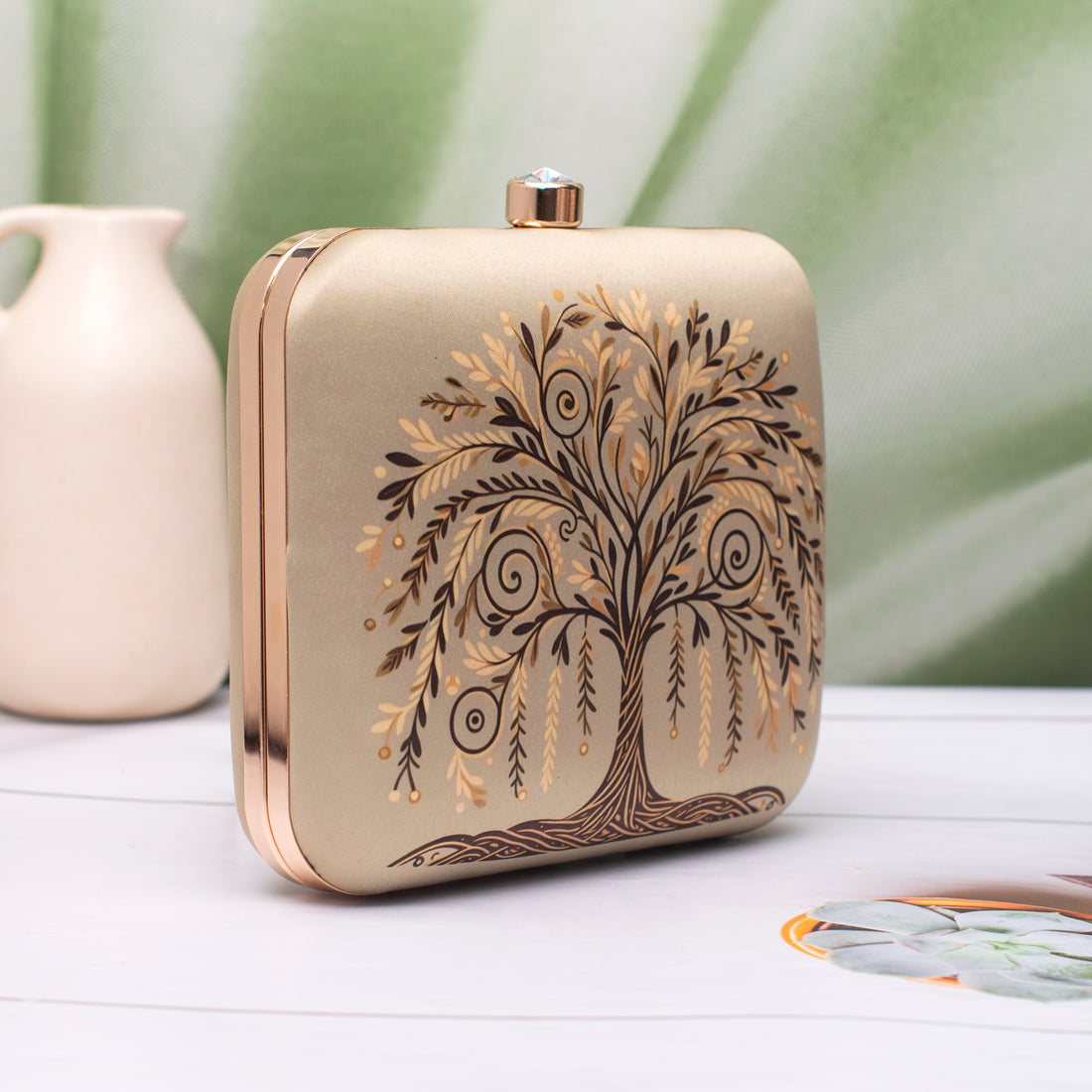 Artklim Golden Tree pattern Printed Clutch