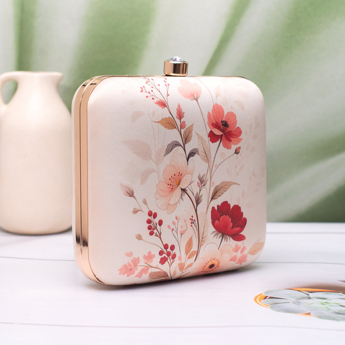 Artklim Soft Pastel Floral Portrait Clutch