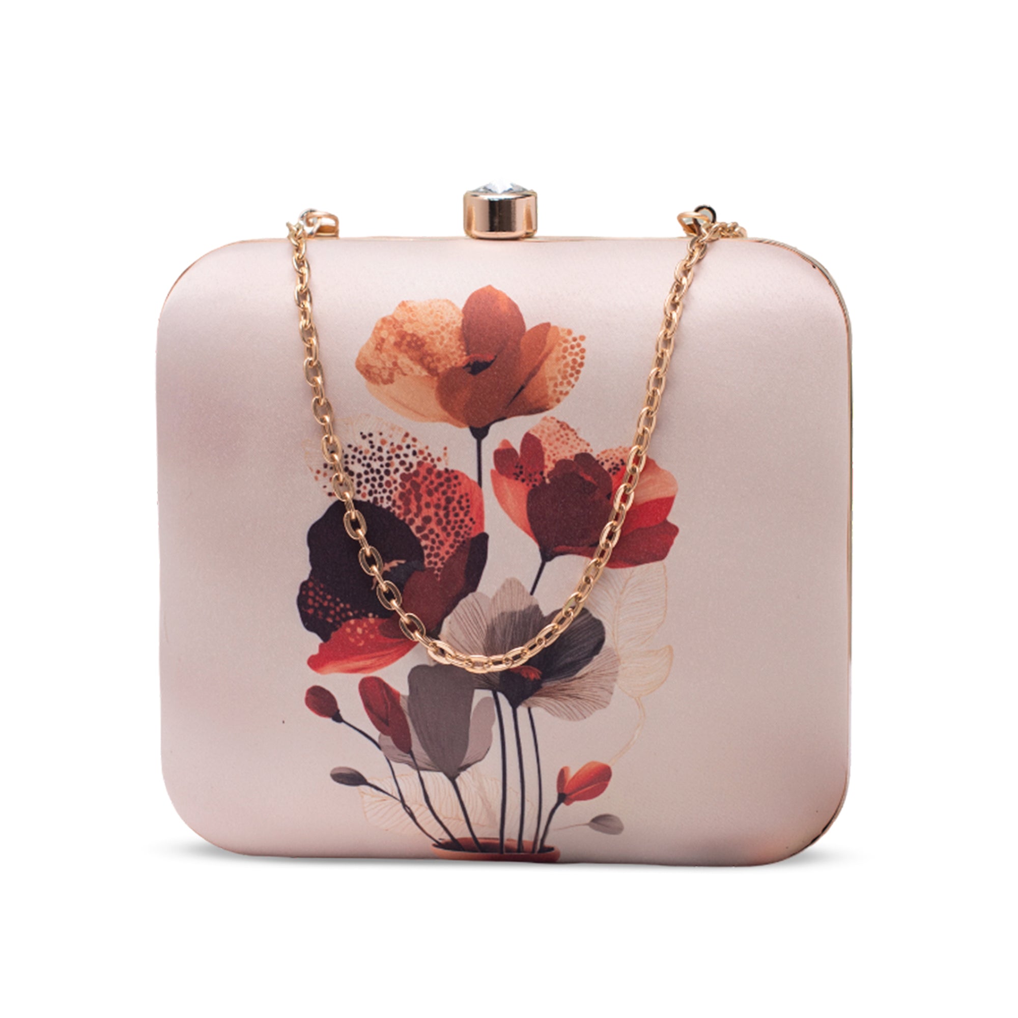 Artklim Abstract Red–Brown Floral Portrait Clutch