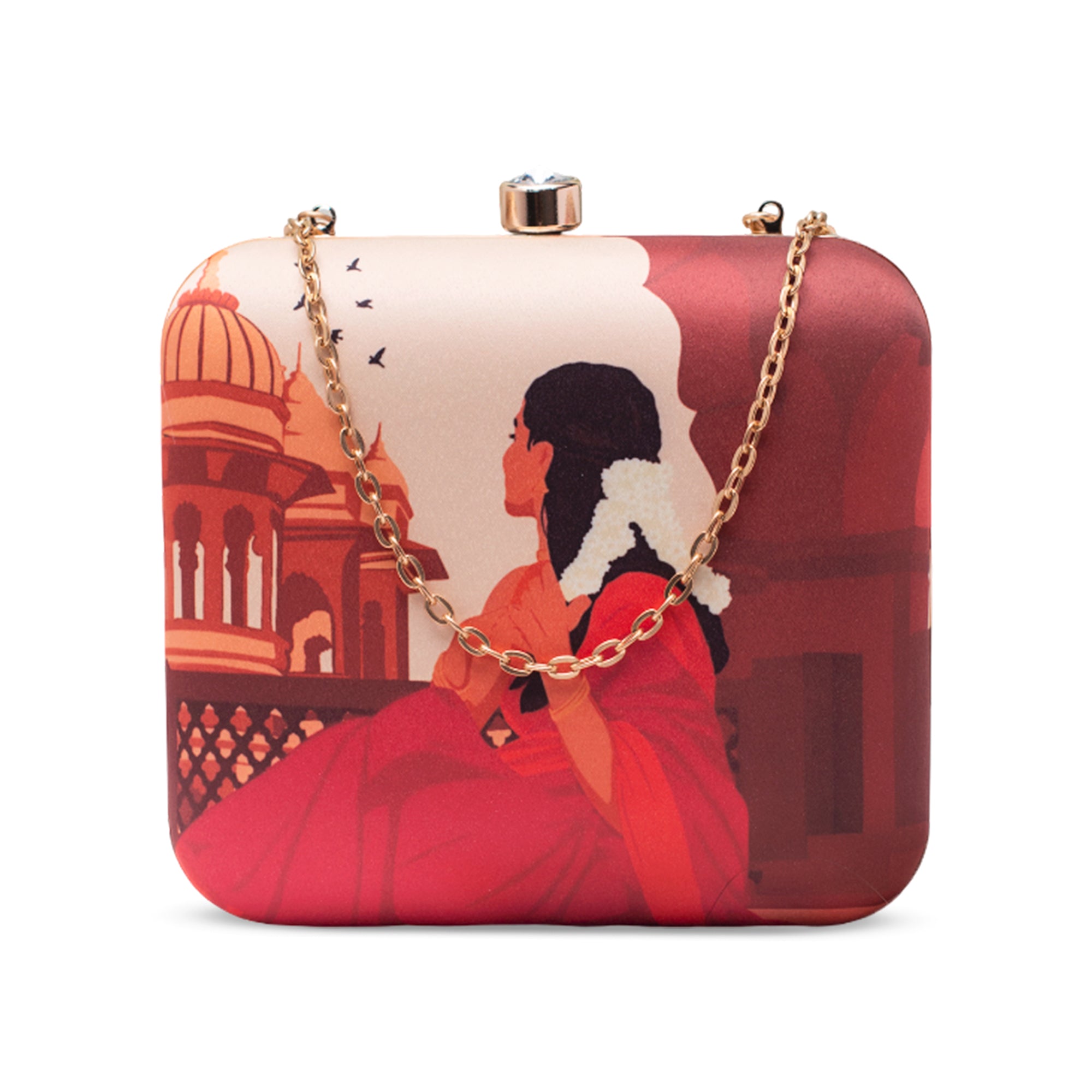 Artklim Red Saree Muse Portrait Clutch