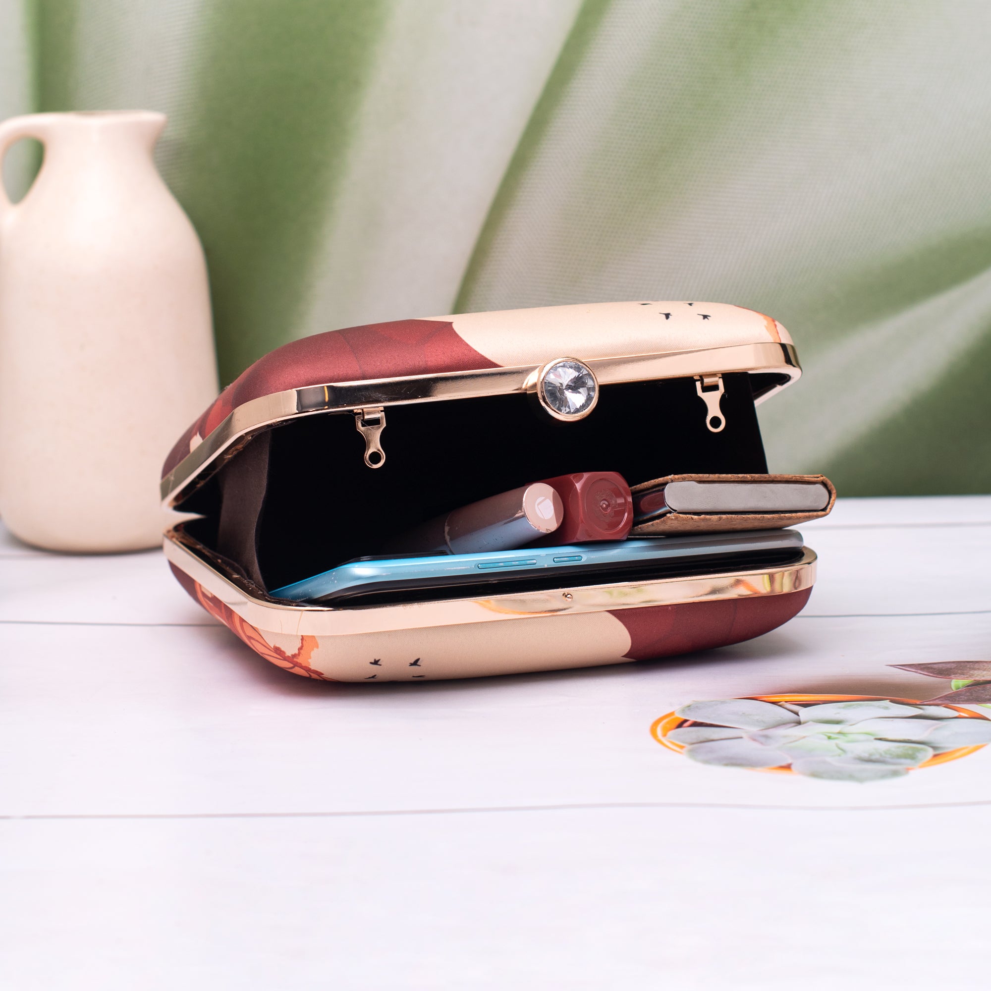 Artklim Red Saree Muse Portrait Clutch